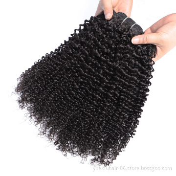 Wholesale 2018 New Fashion Afro Kinky Curly 100% Raw Indian Virgin Human Hair Extensions With Bang Lace Closure